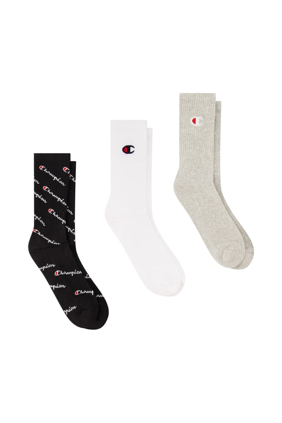 Men’s Crew Socks 3 Pack – Half Terry Cushion, Moisture-Wicking, Arch Support, Stretch Comfort, Sizes 6–12.5