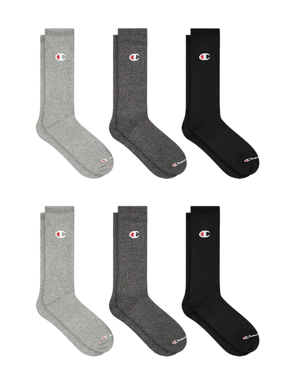 Men’s Lightweight Crew Socks 6 Pack, Moisture-Wicking, Arch Support, Stretch Comfort, Sizes 6–12.5