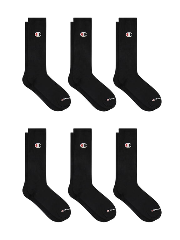 Men’s Lightweight Crew Socks 6 Pack, Moisture-Wicking, Arch Support, Stretch Comfort, Sizes 6–12.5