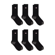 Champion Men s Crew Socks 6 Pack   Half Terry Cushion, Moisture-Wicking, Arch Support, Stretch Comfort, Sizes 6 12.5