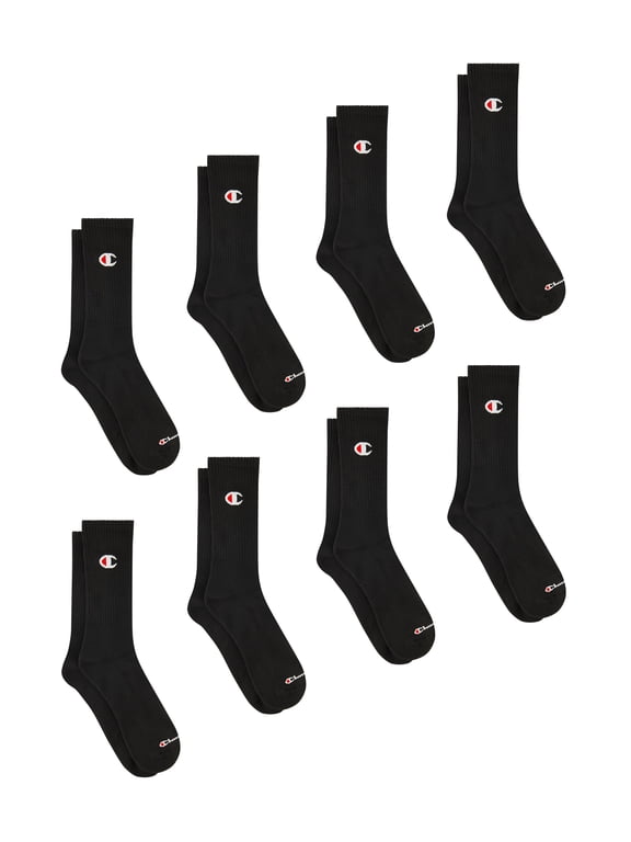 Men’s Crew Socks 8 Pack – Half Terry Cushion, Moisture-Wicking, Arch Support, Reinforced Toe & Heel, Sizes 6–12.5