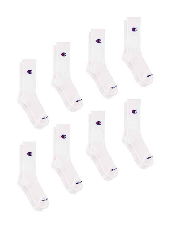 Men’s Crew Socks 8 Pack – Half Terry Cushion, Moisture-Wicking, Arch Support, Reinforced Toe & Heel, Sizes 6–12.5