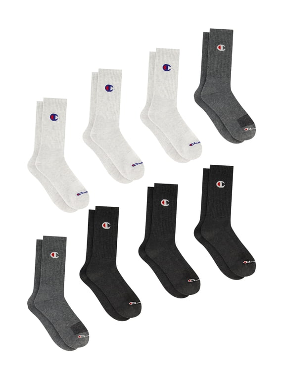 Men’s Crew Socks 8 Pack – Half Terry Cushion, Moisture-Wicking, Arch Support, Reinforced Toe & Heel, Sizes 6–12.5