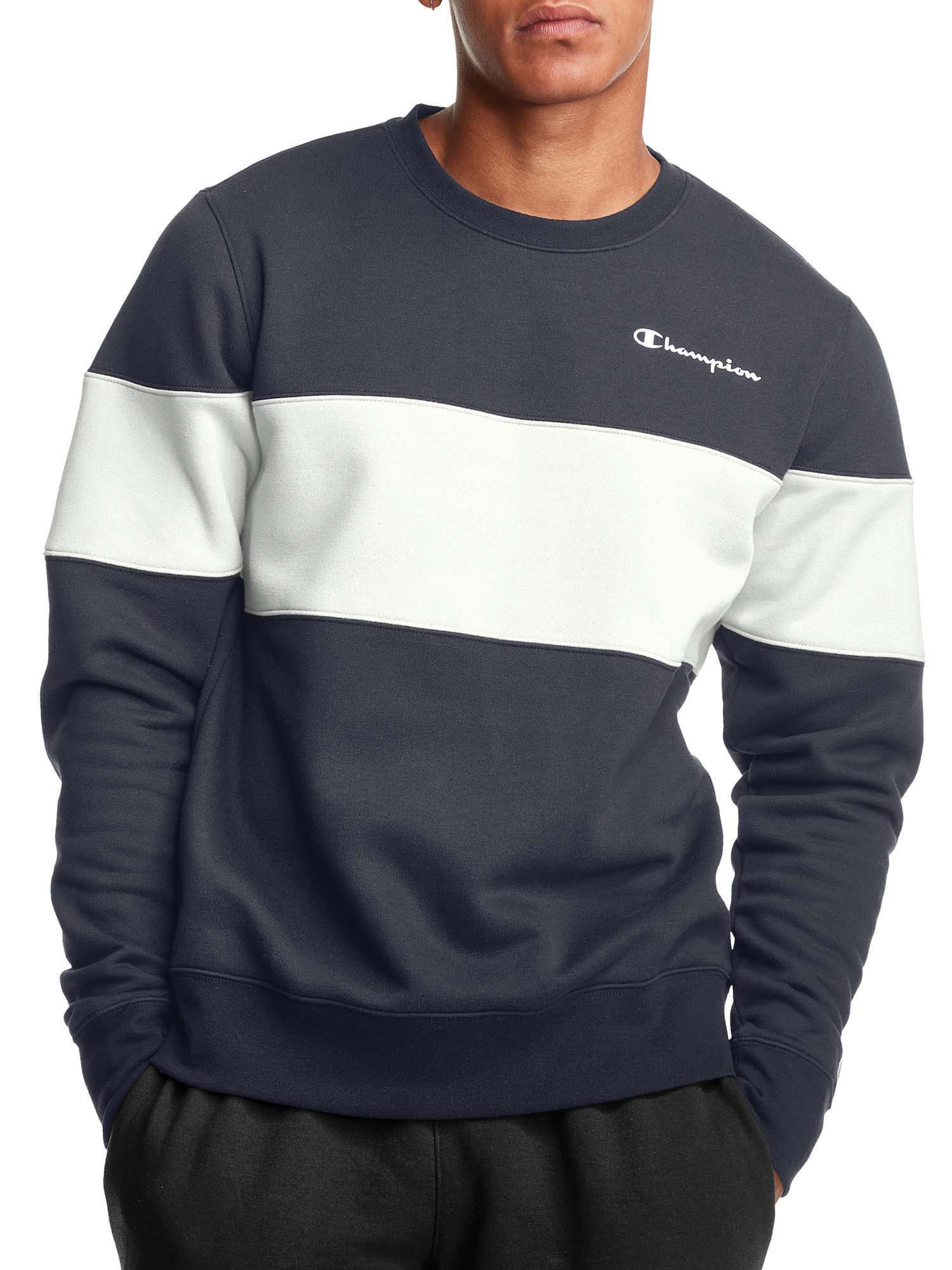 Champion Men s Crewneck Sweatshirt with Chest Color Block up to size 2XL Walmart