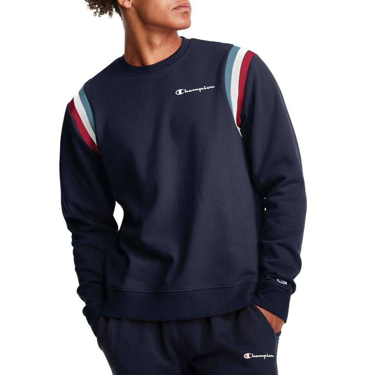 Champion Men\'s Crewneck Sweatshirt with Contrast Color Trim, up to Size 2XL