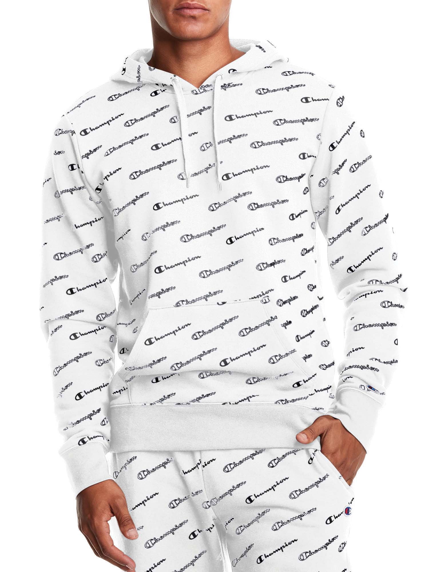 Mindre Stuepige pessimistisk Champion Men's Diagonal All Over Script Logo Print Fleece Pullover Hoodie,  up to Size 2XL - Walmart.com