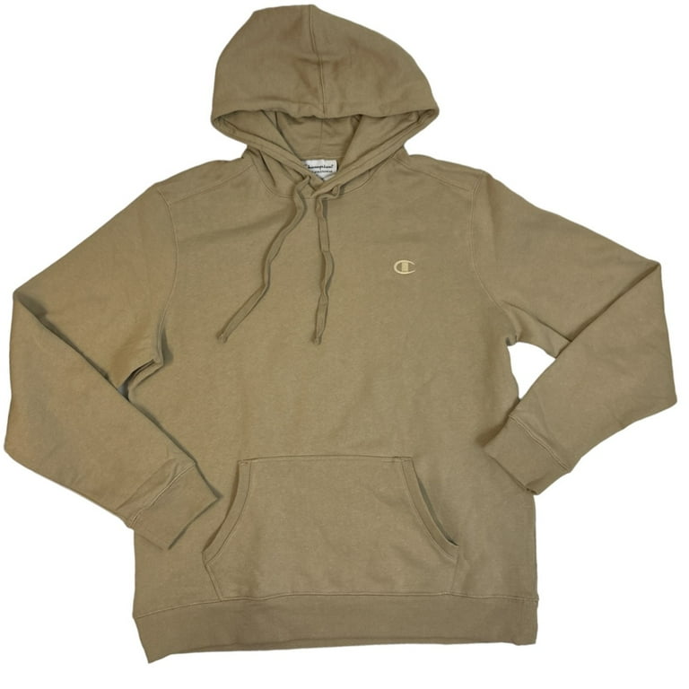 Champion Men s Fleece Lined Embroidered C Logo Long Sleeve Hoodie Khaki S