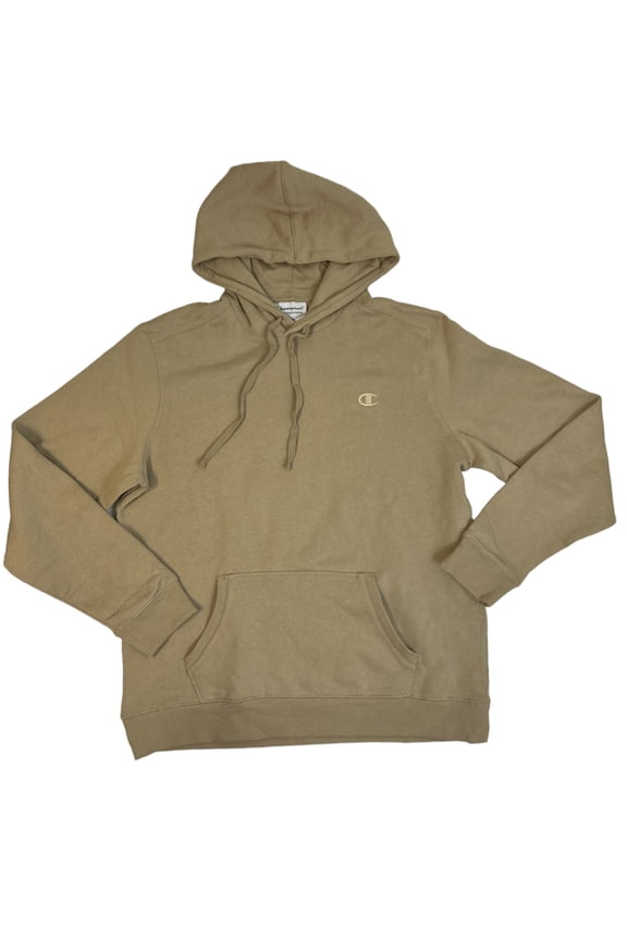 Men's Fleece Lined Embroidered 'C' Logo Long Sleeve Hoodie (Khaki, S)