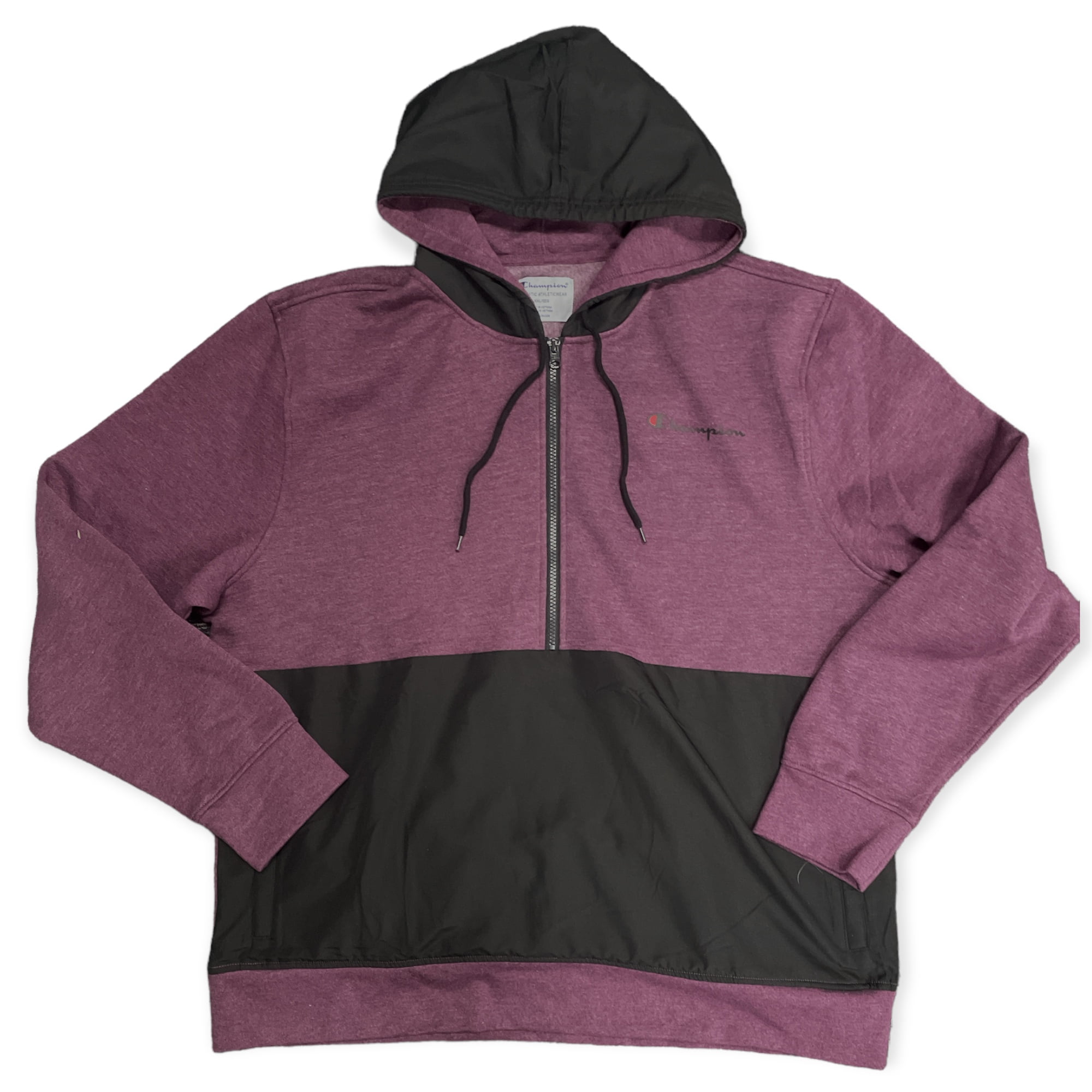 Champion Men's Fleece Woven-Mix Half Zip Two Tone Hoodie (Plum Port  Heather, XXL) - Walmart.com
