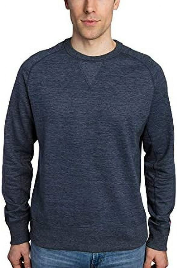 Men's French Terry Crew (Navy, Large)