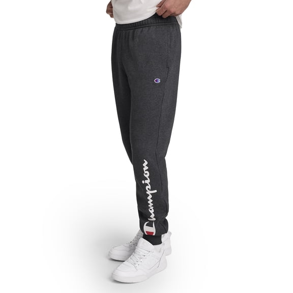 Champion Men's Powerblend Graphic Fleece Joggers Sweatpants, Standard Unisex Fit, Midweight Fleece, Classic Script Logo, Sizes S-4XL