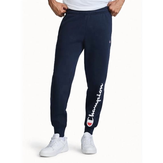 Champion Men's Powerblend Graphic Fleece Joggers Sweatpants, Standard Unisex Fit, Midweight Fleece, Classic Script Logo, Sizes S-4XL