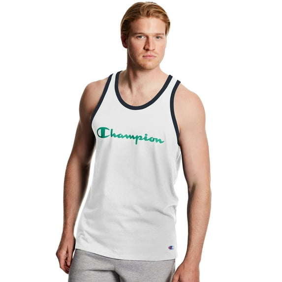 Champion Men's Graphic Ringer Tank Top White Size Medium
