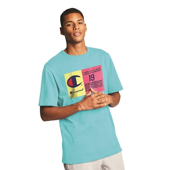 Champion Men's Heritage Pop Color Jocktag Short Sleeve T-Shirt X-Small, Blue Horizon
