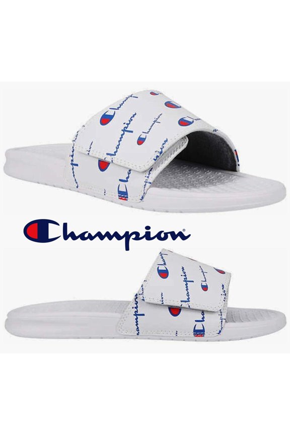 Men's IPO Champion Scripture Adjustable Slide Sandal White