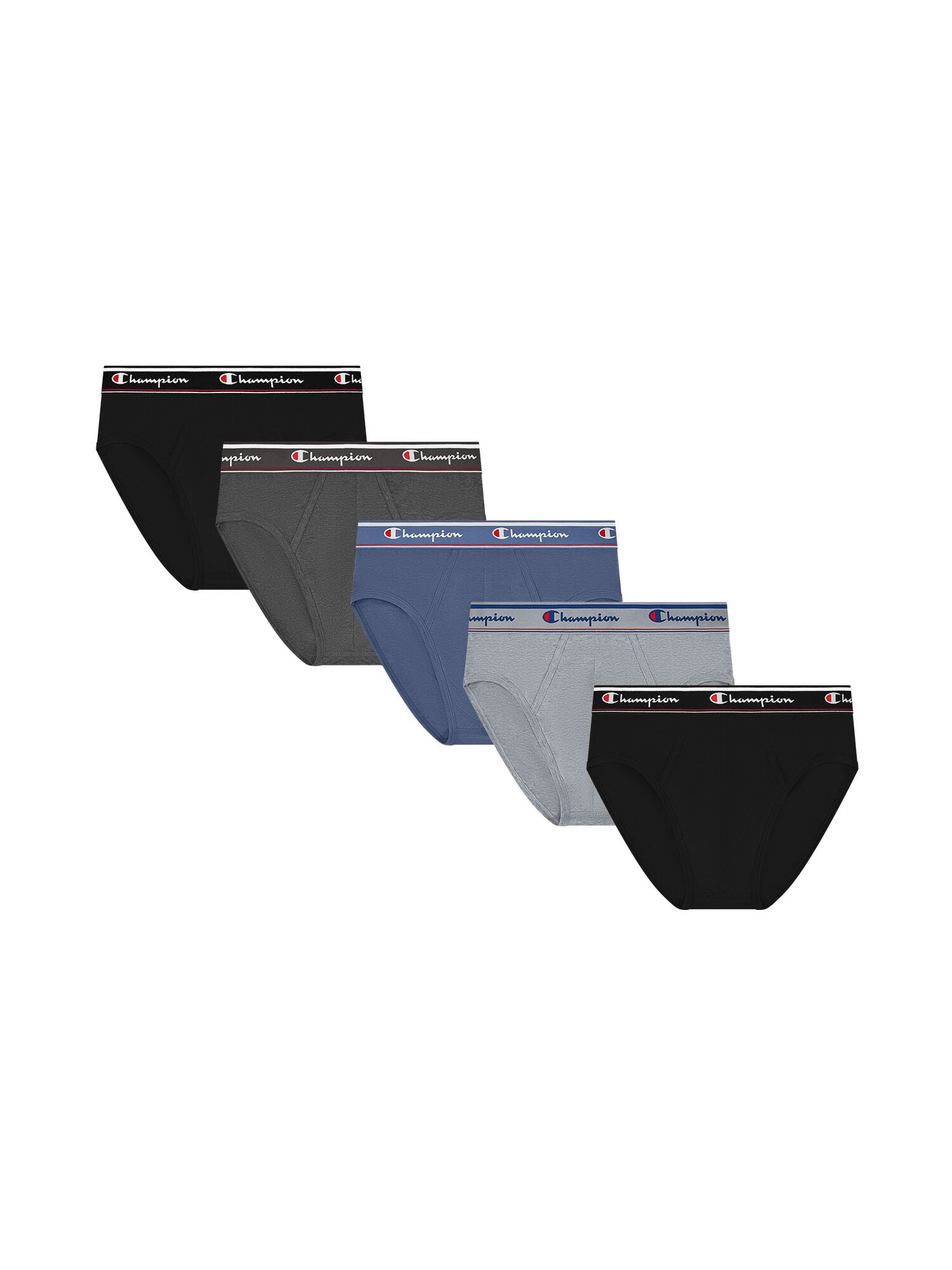 Champion Men’s Knit Briefs – 5 Pack Cotton Flex Underwear, Sizes S–2XL