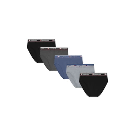 Champion Men’s Knit Briefs – 5 Pack Cotton Flex Underwear, Sizes S–2XL