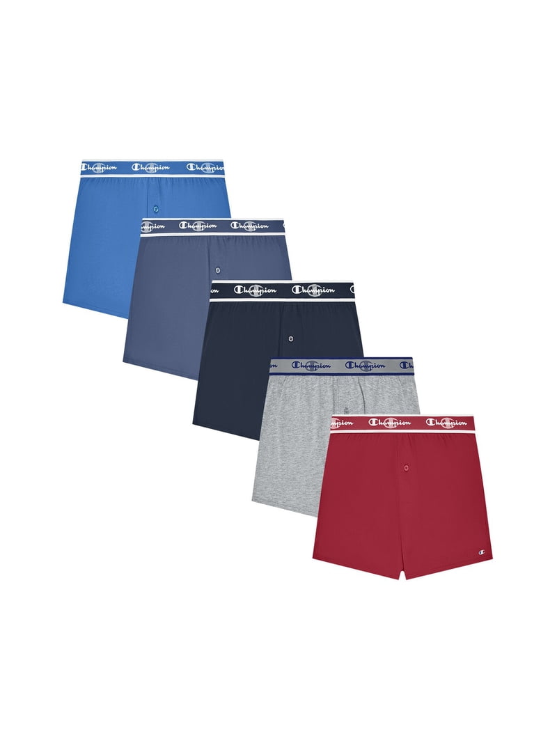 Champion Men's Knit Boxers – 5 Pack Cotton Flex Underwear, Relaxed