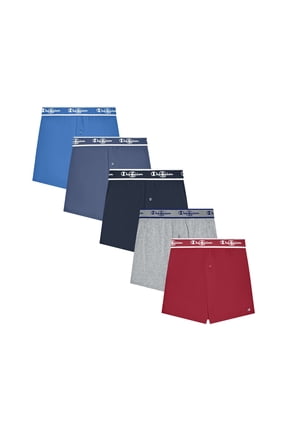 Men’s Knit Boxers – 5 Pack Cotton Flex Underwear, Relaxed Fit with Button Fly, Sizes S–2XL