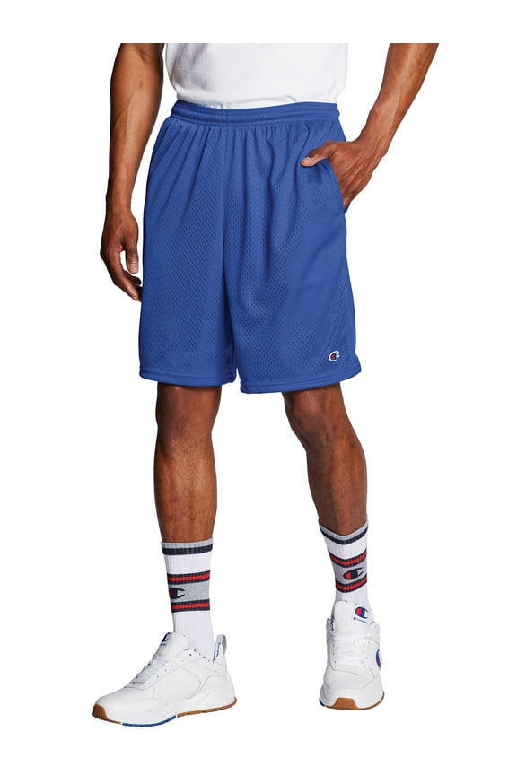 Men's Long Mesh 9" Shorts with Pockets, up to Size 4XL