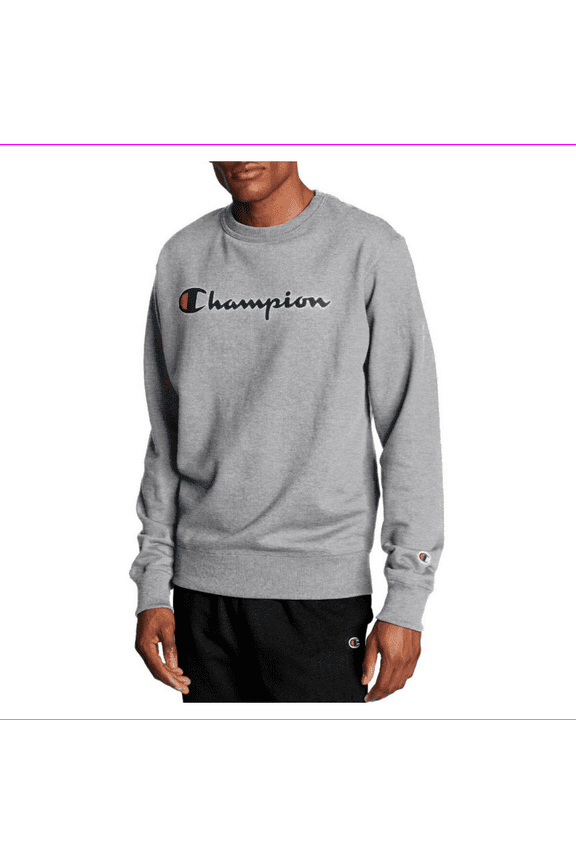 Men's Long Sleeve Crew Neck Pullover (Oxford Grey, Medium)