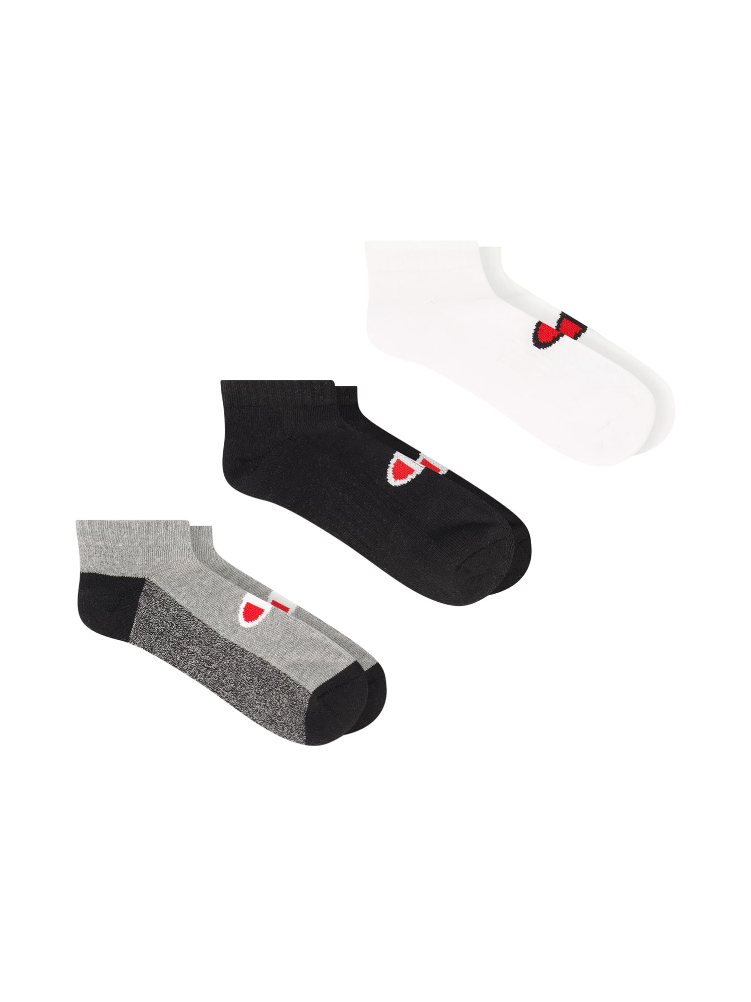 Champion Men’s Low Cut Socks 3 Pack – Half Terry Cushion, Moisture-Wicking, Arch Support, Stretch Comfort, Sizes 6–12.5