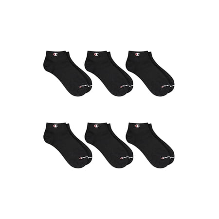 Champion Men’s Lightweight Low Cut Socks 6 Pack, Moisture-Wicking, Arch Support, Stretch Comfort, Sizes 6–12.5