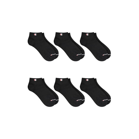 Champion Men’s Low Cut Socks 6 Pack – Flat Knit, Moisture-Wicking, Arch Support, Stretch Comfort, Sizes 6–12.5