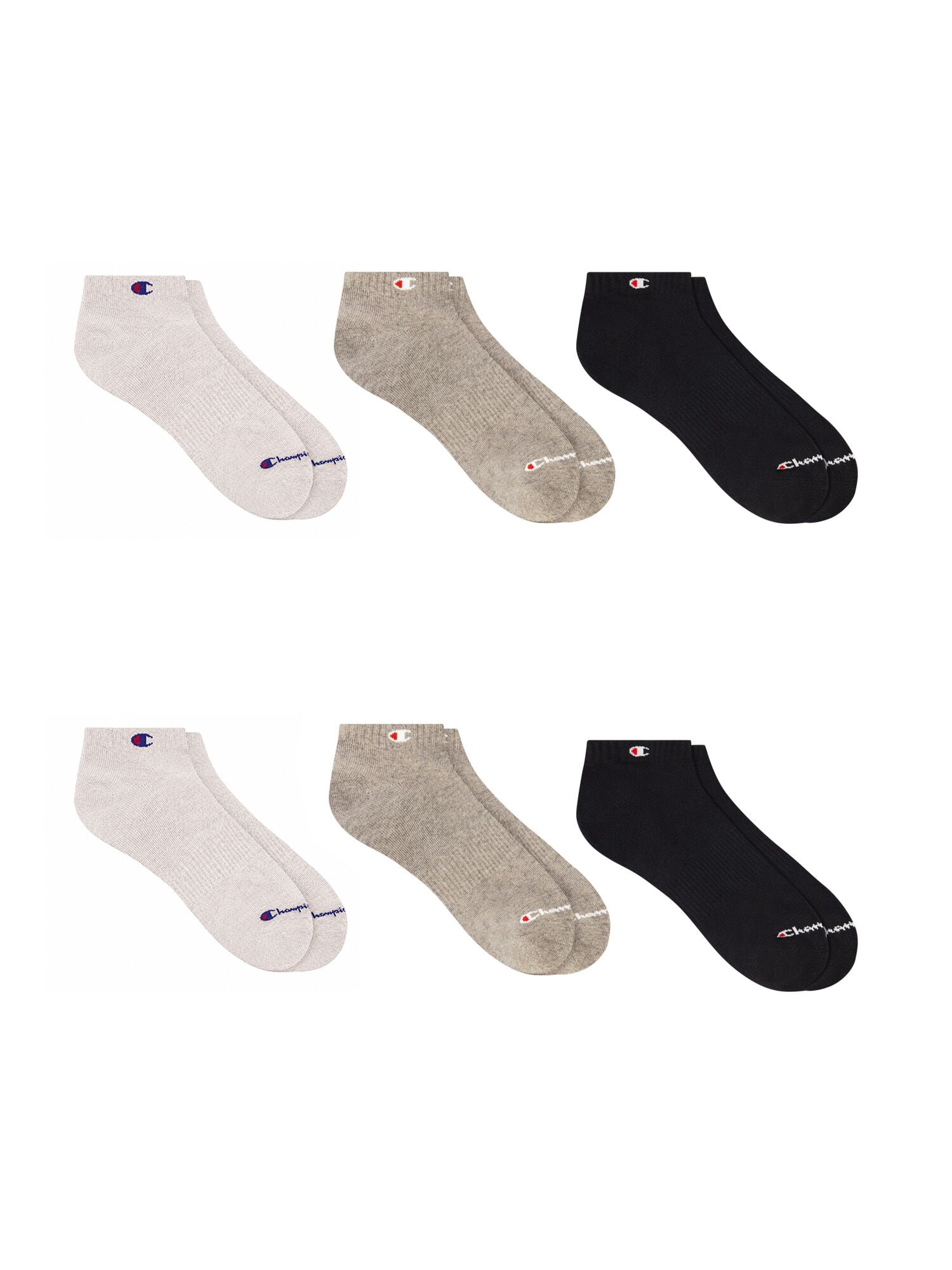 Champion Men’s Lightweight Low Cut Socks 6 Pack, Moisture-Wicking, Arch Support, Stretch Comfort, Sizes 6–12.5