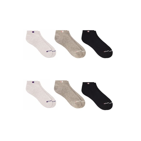 Champion Men’s Lightweight Low Cut Socks 6 Pack, Moisture-Wicking, Arch Support, Stretch Comfort, Sizes 6–12.5