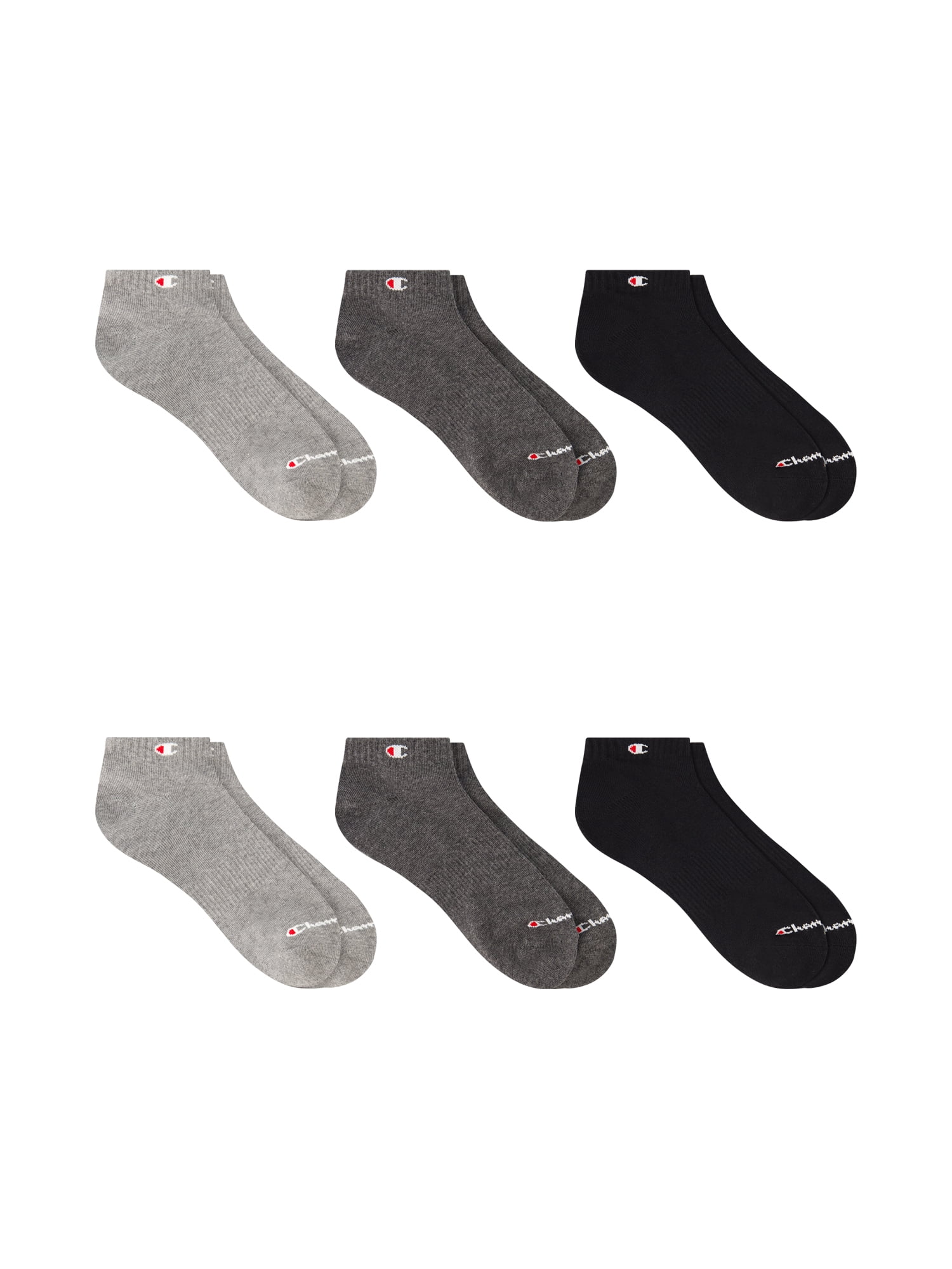 Champion Men’s Lightweight Low Cut Socks 6 Pack, Moisture-Wicking, Arch Support, Stretch Comfort, Sizes 6–12.5