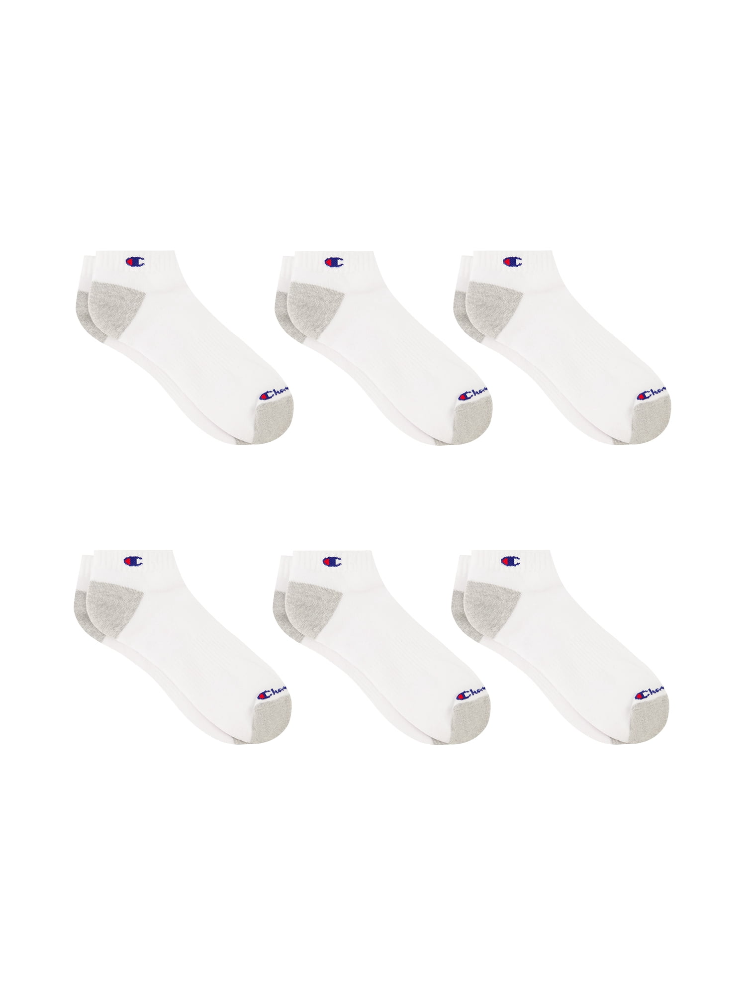 Champion Men’s Low Cut Socks 6 Pack – Half Terry Cushion, Moisture-Wicking, Arch Support, Stretch Comfort, Sizes 6–12.5