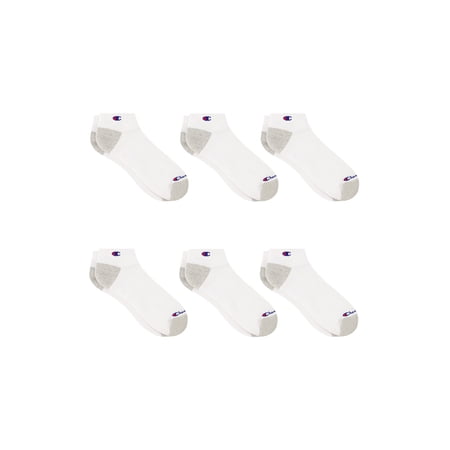Champion Men’s Low Cut Socks 6 Pack – Half Terry Cushion, Moisture-Wicking, Arch Support, Stretch Comfort, Sizes 6–12.5