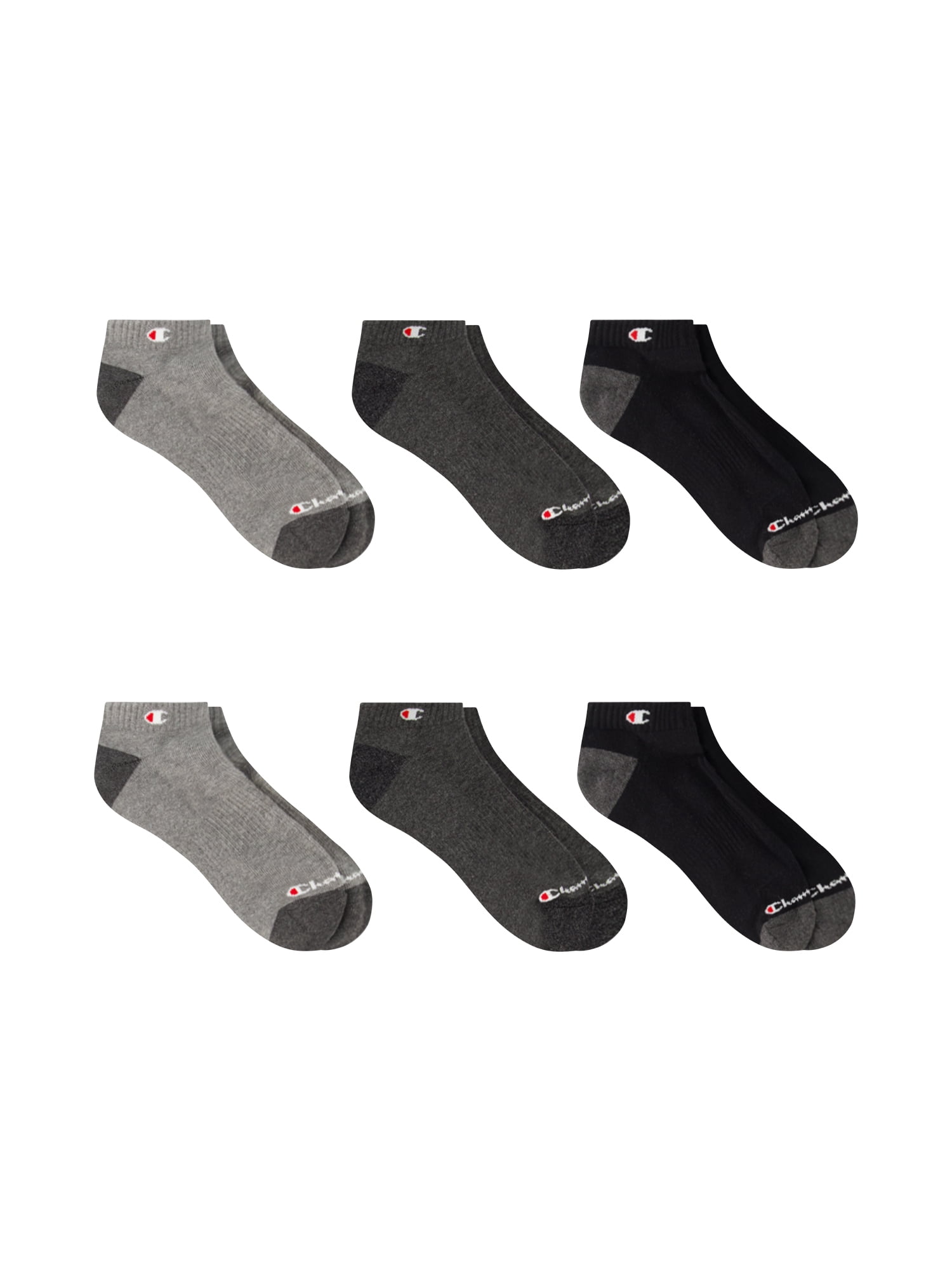 Champion Men’s Low Cut Socks 6 Pack – Half Terry Cushion, Moisture-Wicking, Arch Support, Stretch Comfort, Sizes 6–12.5