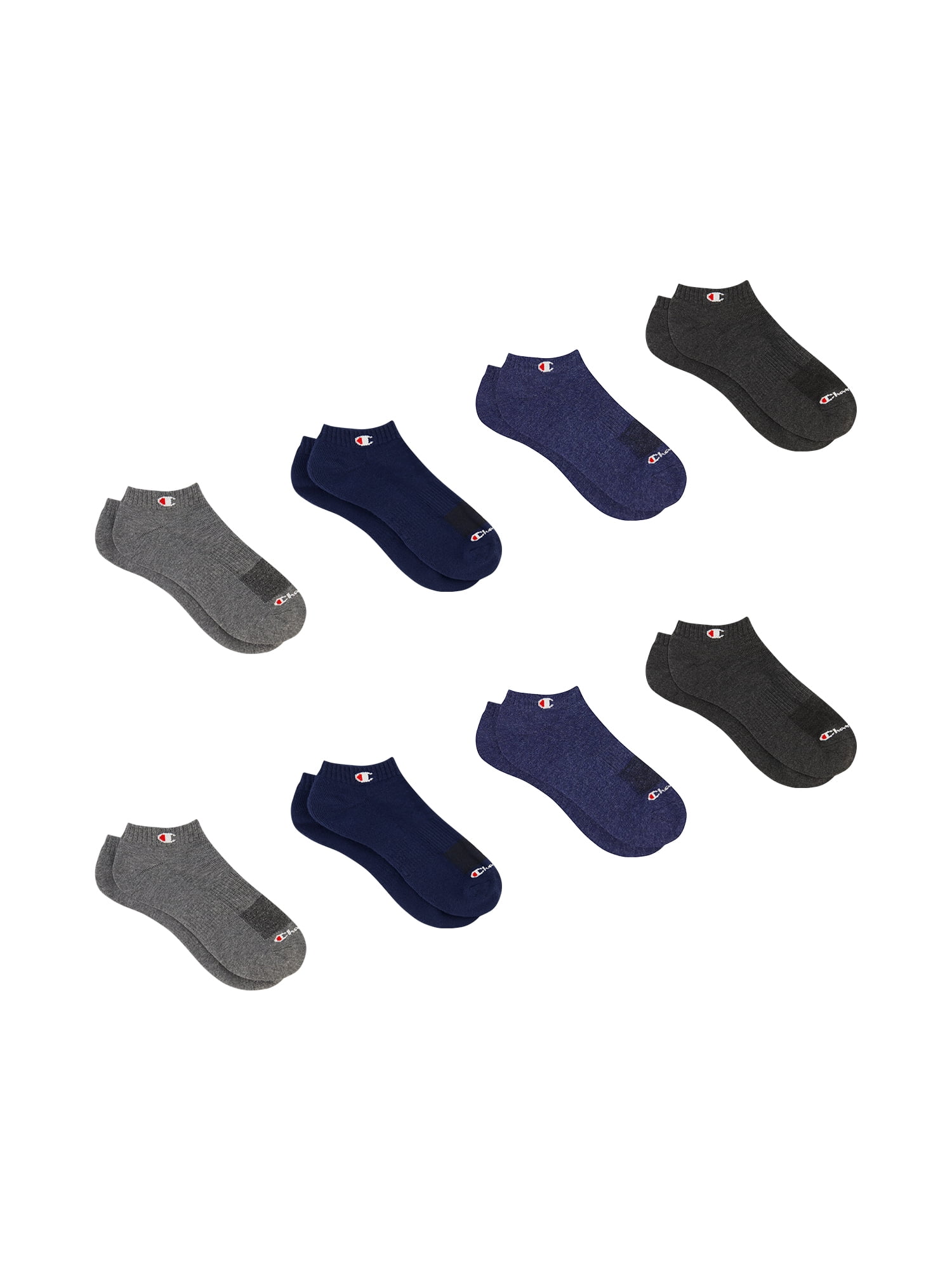 Champion Men’s Low Cut Socks 8 Pack – Half Terry Cushion, Moisture-Wicking, Arch Support, Stretch Comfort, Sizes 6–12.5