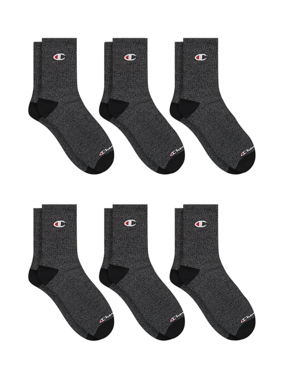 Men’s Mid Crew Socks 6 Pack – Half Terry Cushion, Moisture-Wicking, Arch Support, Stretch Comfort, Sizes 6–12.5