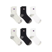 Champion Men s Mid Crew Socks 6 Pack   Half Terry Cushion, Moisture-Wicking, Arch Support, Stretch Comfort, Sizes 6 12.5