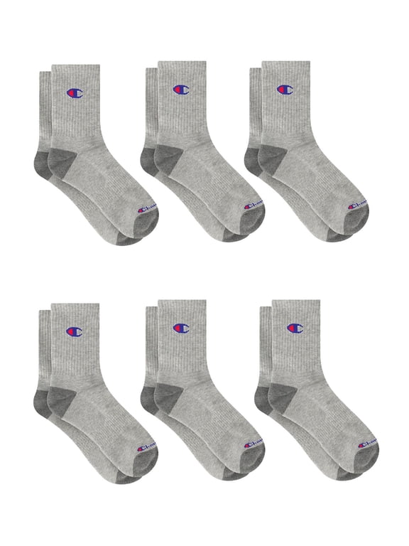 Men’s Mid Crew Socks 6 Pack – Half Terry Cushion, Moisture-Wicking, Arch Support, Stretch Comfort, Sizes 6–12.5