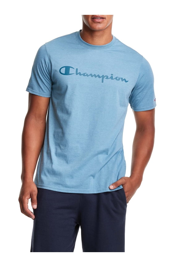 Men's Mineral Wash Script Logo Graphic Tee, Sizes S-2XL, Champion Mens T-Shirts