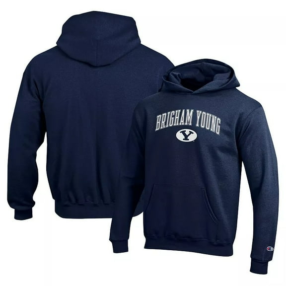 Champion Men's NCAA Brigham Young BYU Cougars Campus Pullover Hoodie, Navy XL