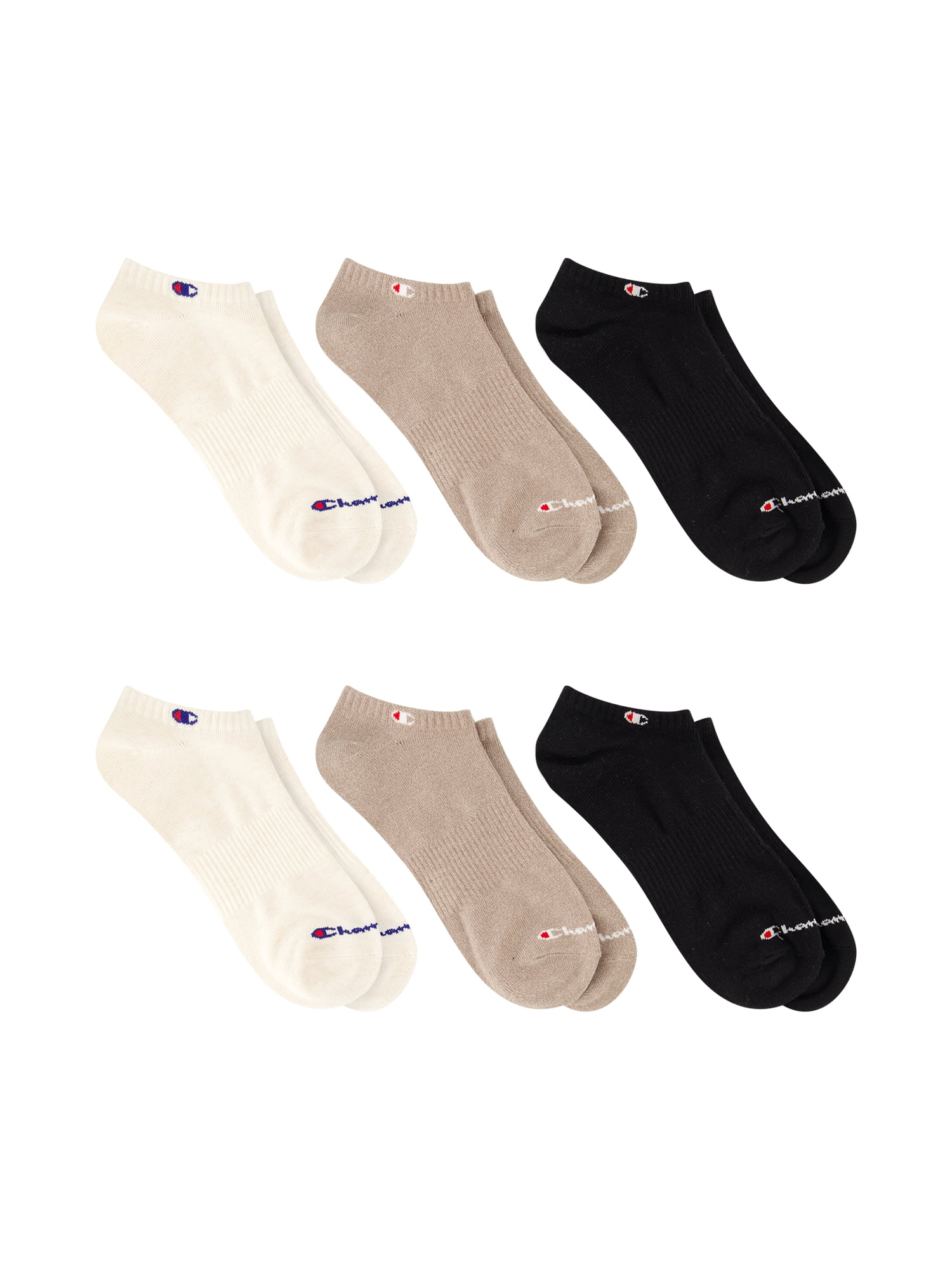 Champion Men’s Lightweight No Show Socks 6 Pack, Moisture-Wicking, Arch Support, Stretch Comfort, Sizes 6–12.5