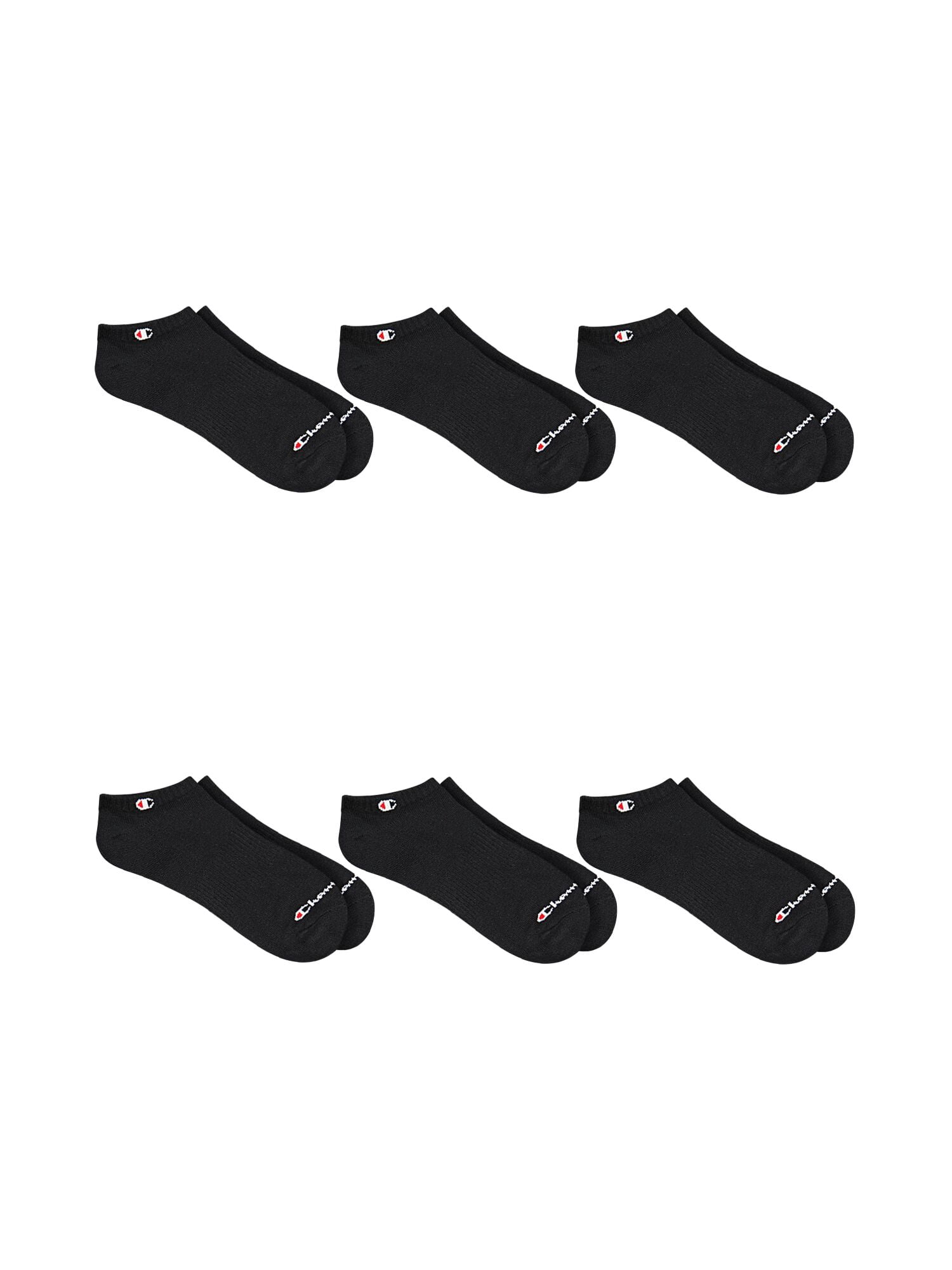 Champion Men’s Lightweight No Show Socks 6 Pack, Moisture-Wicking, Arch Support, Stretch Comfort, Sizes 6–12.5