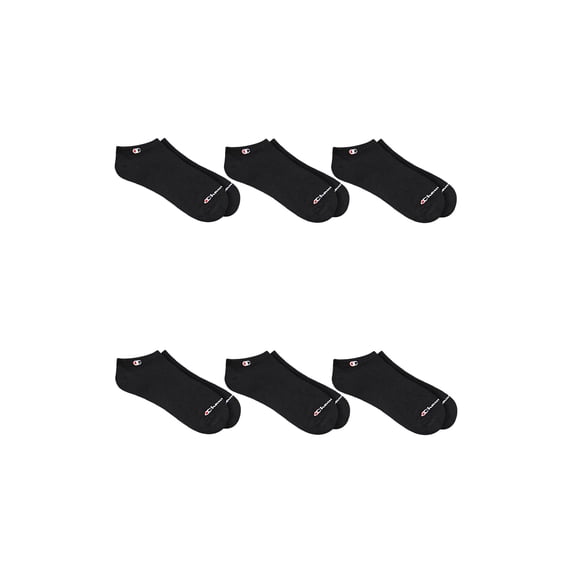 Champion Men’s No Show Socks 6 Pack – Flat Knit, Moisture-Wicking, Arch Support, Stretch Comfort, Sizes 6–12.5