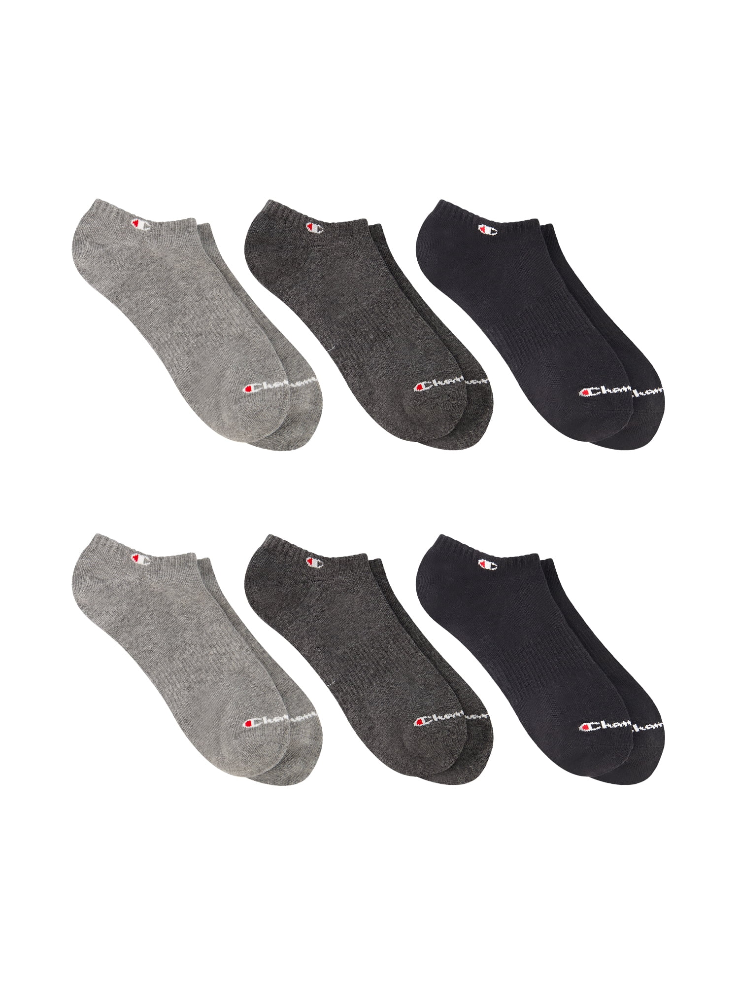 Champion Men’s Lightweight No Show Socks 6 Pack, Moisture-Wicking, Arch Support, Stretch Comfort, Sizes 6–12.5
