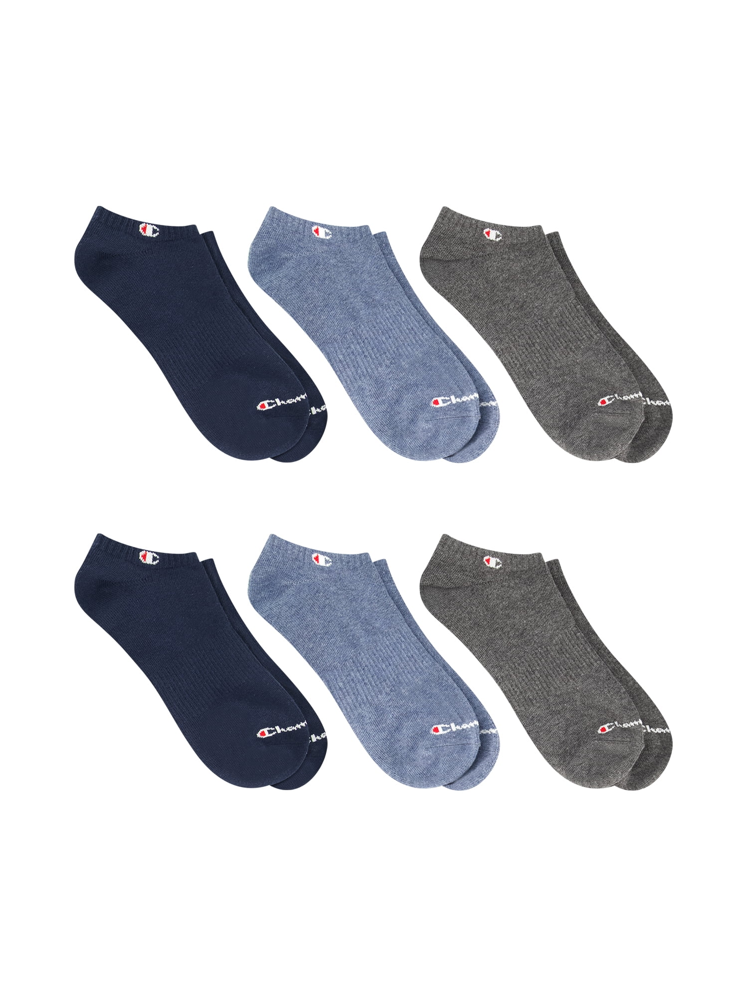 Champion Men’s Lightweight No Show Socks 6 Pack, Moisture-Wicking, Arch Support, Stretch Comfort, Sizes 6–12.5