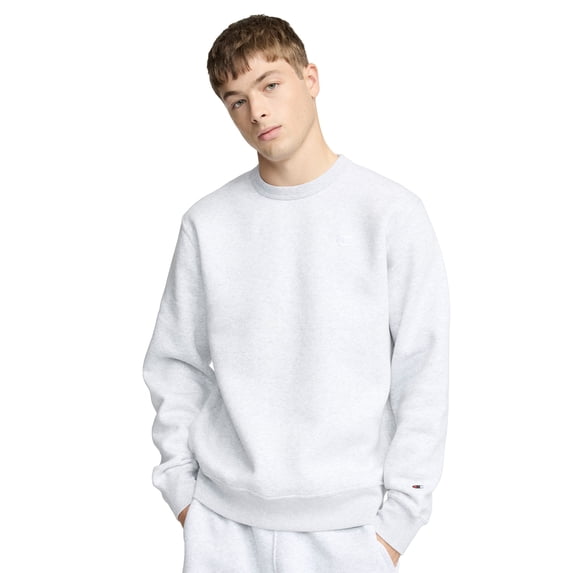 Champion Men’s Powerblend Crewneck Sweatshirt with “C” Logo, Standard Unisex Fit, Midweight Fleece, Sizes S-4XL