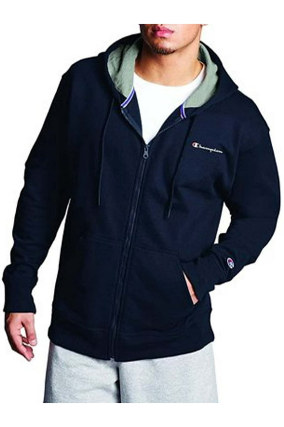 Men's Powerblend Fleece Chest Script Logo Full Zip Hoodie, up to Size 2XL
