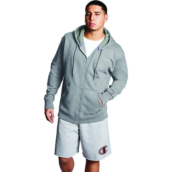 Champion Men's Powerblend Fleece Chest Script Logo Full Zip Hoodie, up to Size 2XL