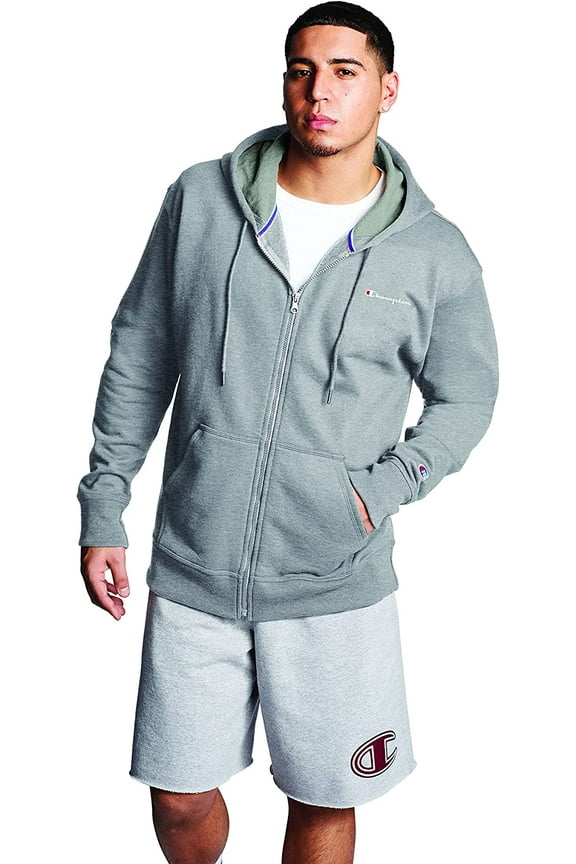 Men's Powerblend Fleece Chest Script Logo Full Zip Hoodie, up to Size 2XL