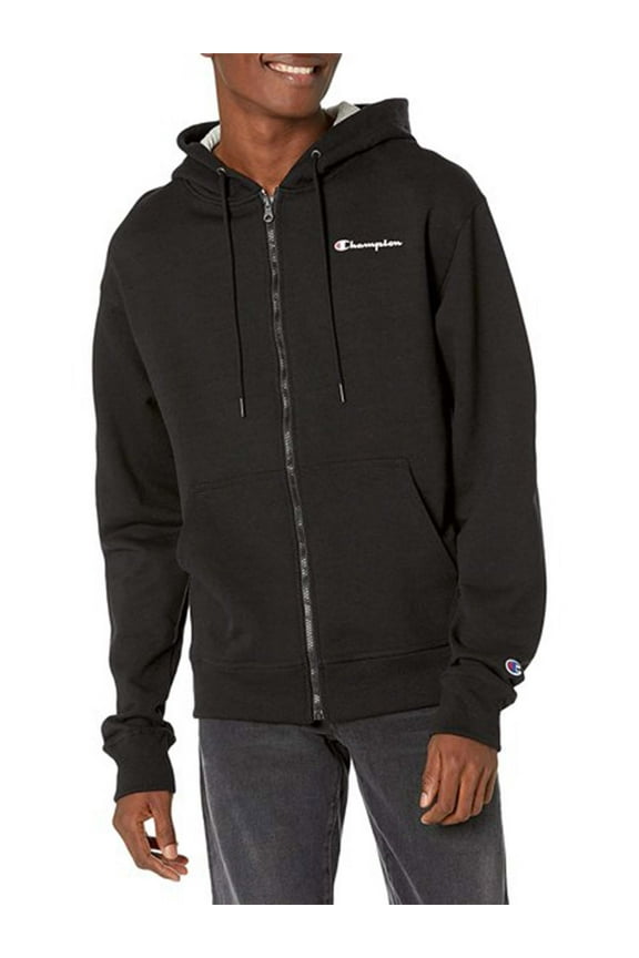 Men's Powerblend Fleece Chest Script Logo Full Zip Hoodie, up to Size 2XL